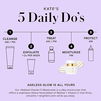 Kate Somerville Retinol Vitamin C Moisturizer Anti-Aging Overnight Face Cream Brightens, Firms and Smooth Skin, 1.7 Fl Oz