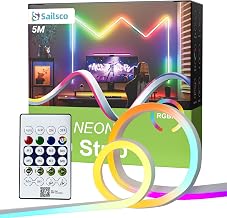 Neon LED Strip 5 m - RGBIC Waterproof Silicone Strip with APP Control & Remote Control, Multicolor DIY Lighting for Bedroom, Living Room, Party, Indoor/Outdoor Decoration
