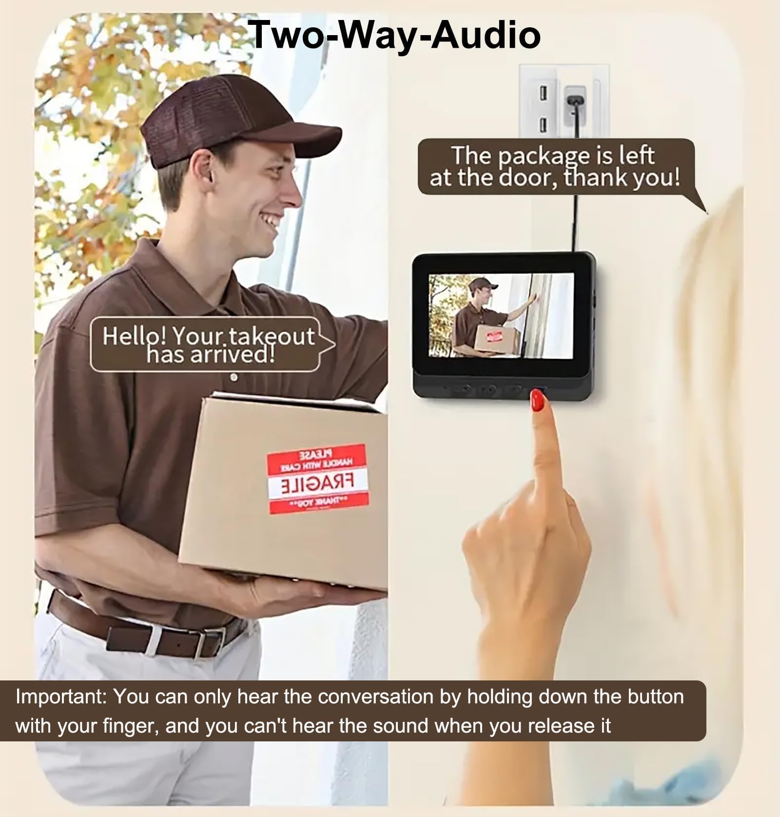 Campanello senza fili esterno impermeabile Citofono senza fili 1080P con schermo IPS 4,3" Videocitofono senza fili Campanello con telecamera videocitofono audio bidirezionale NO APP, 0 Costi Mensili