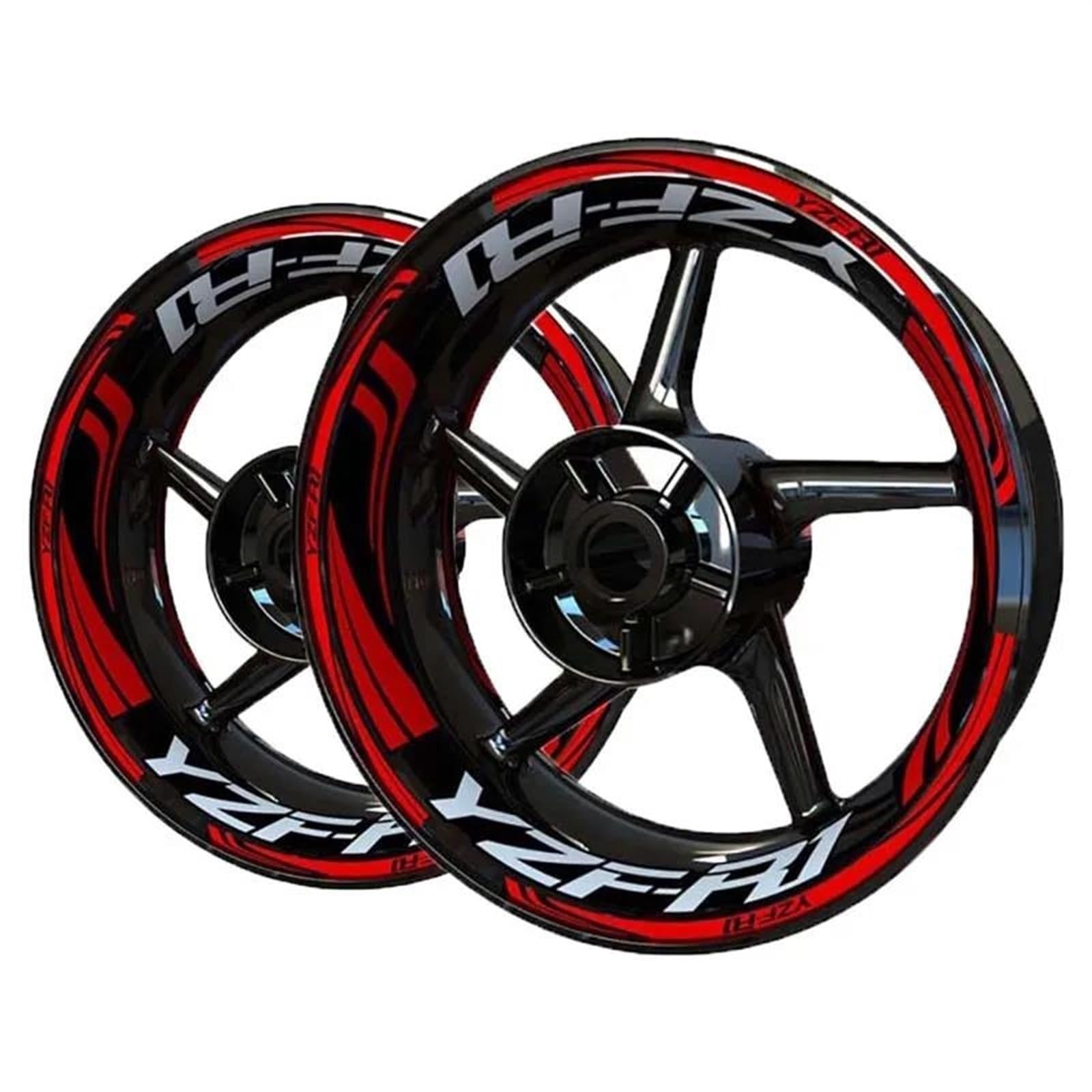 Motorcycle Front and Rear Wheels Edge Outer Rim Sticker Reflective Stripe Wheel Decals for Yamaha YZF R1 Wheel Rim Sticker(Color2)