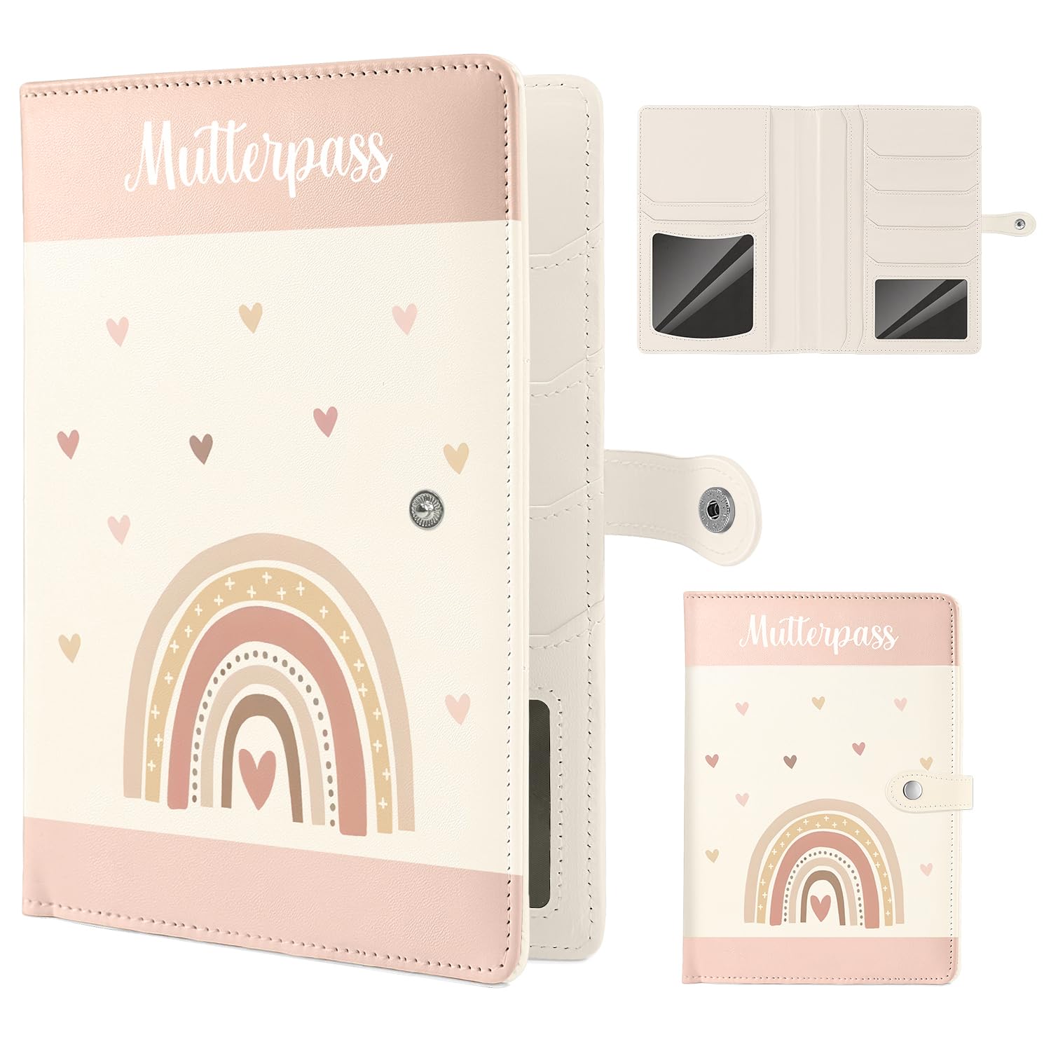 Mngevcy Mutterpass Schutzhülle aus Kunstleder, Mutterpasshülle mit 9 Fächern, Mutterpasshüllen zur Aufbewahrung von Versicherungskarten, Ultraschallbildern&Impfpass