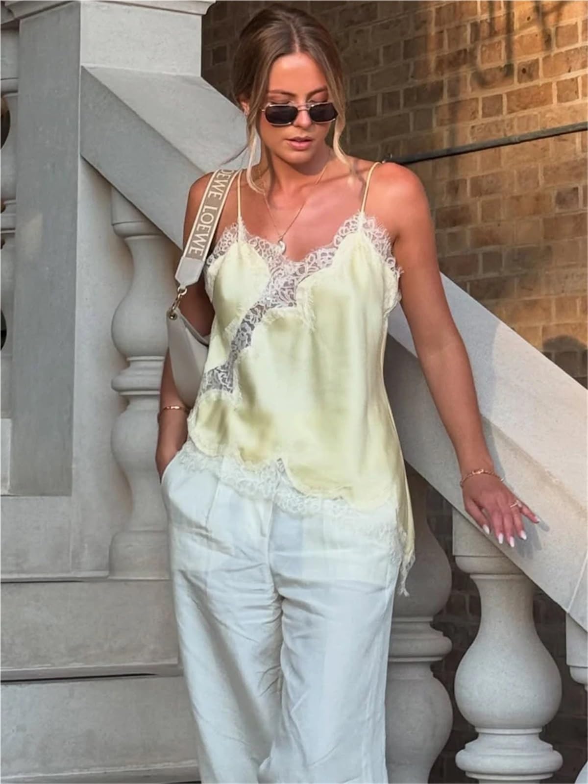 Tops sexis asimétricos de encaje for mujer, camisetas sin mangas con espalda