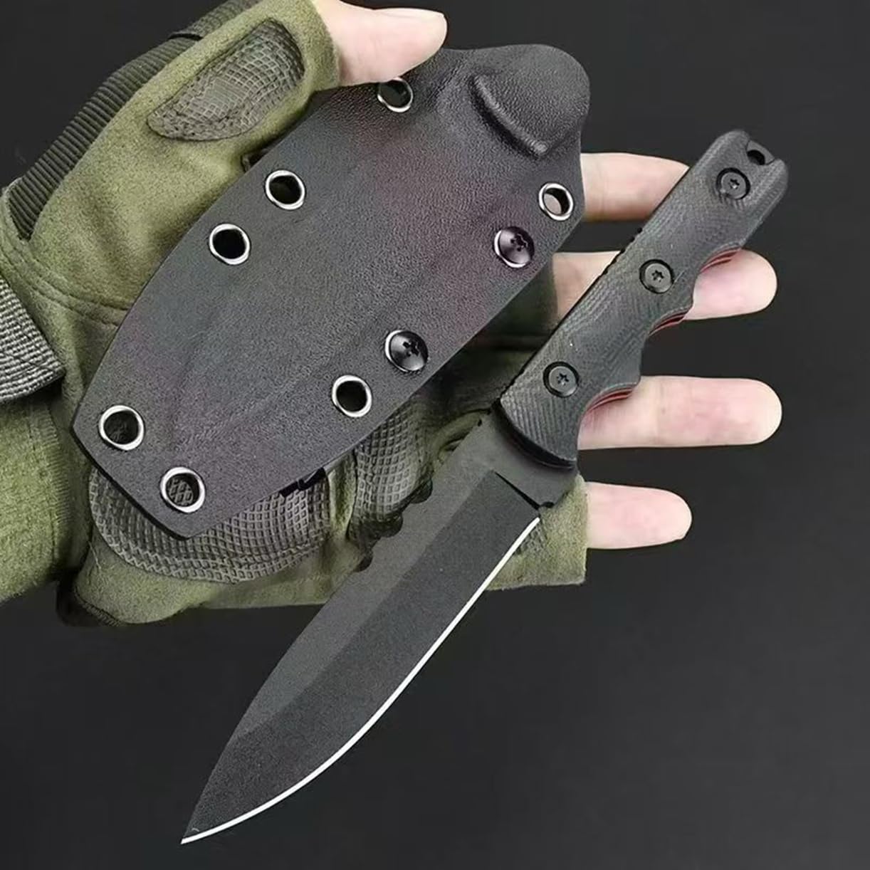 Generico TEERMA AS1 Forgiatura integrata fixed blade Coltello multiuso, Utilizzato principalmente per campeggio, caccia, pesca, esplorazione della giungla, escursionismo