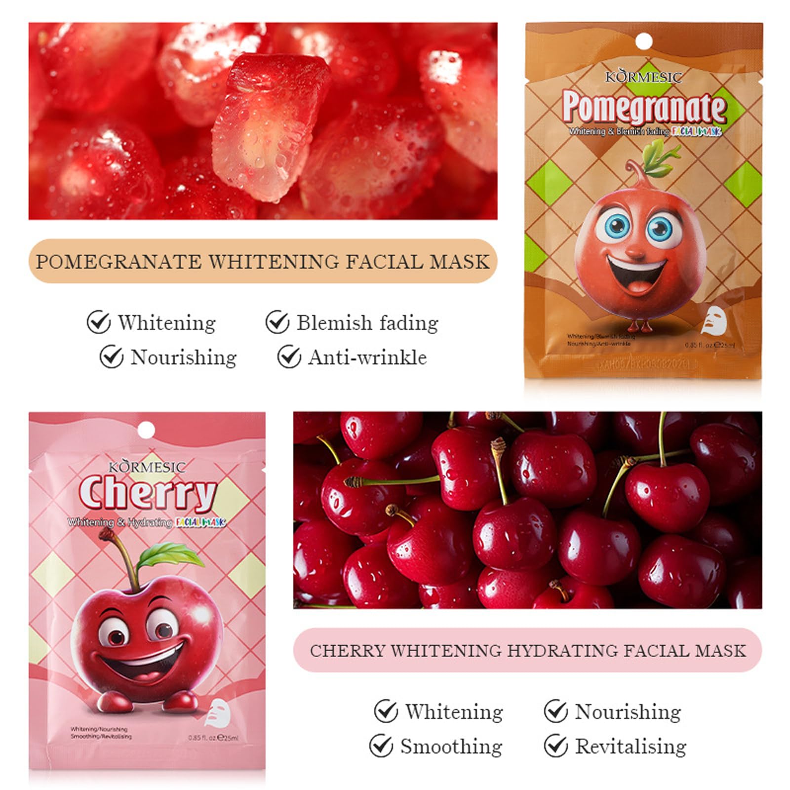 Face Masks for Kids 7Pcs Fruit Sheet Mask - Image 3