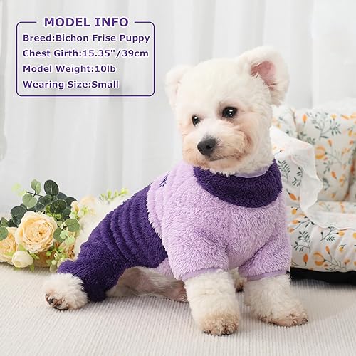 Miniatura 2 de Suéteres para perros pequeños y niñas, pijamas de otoño para perros de tamaño pequeño, pijama de forro polar de cuello alto macho y hembra, overol