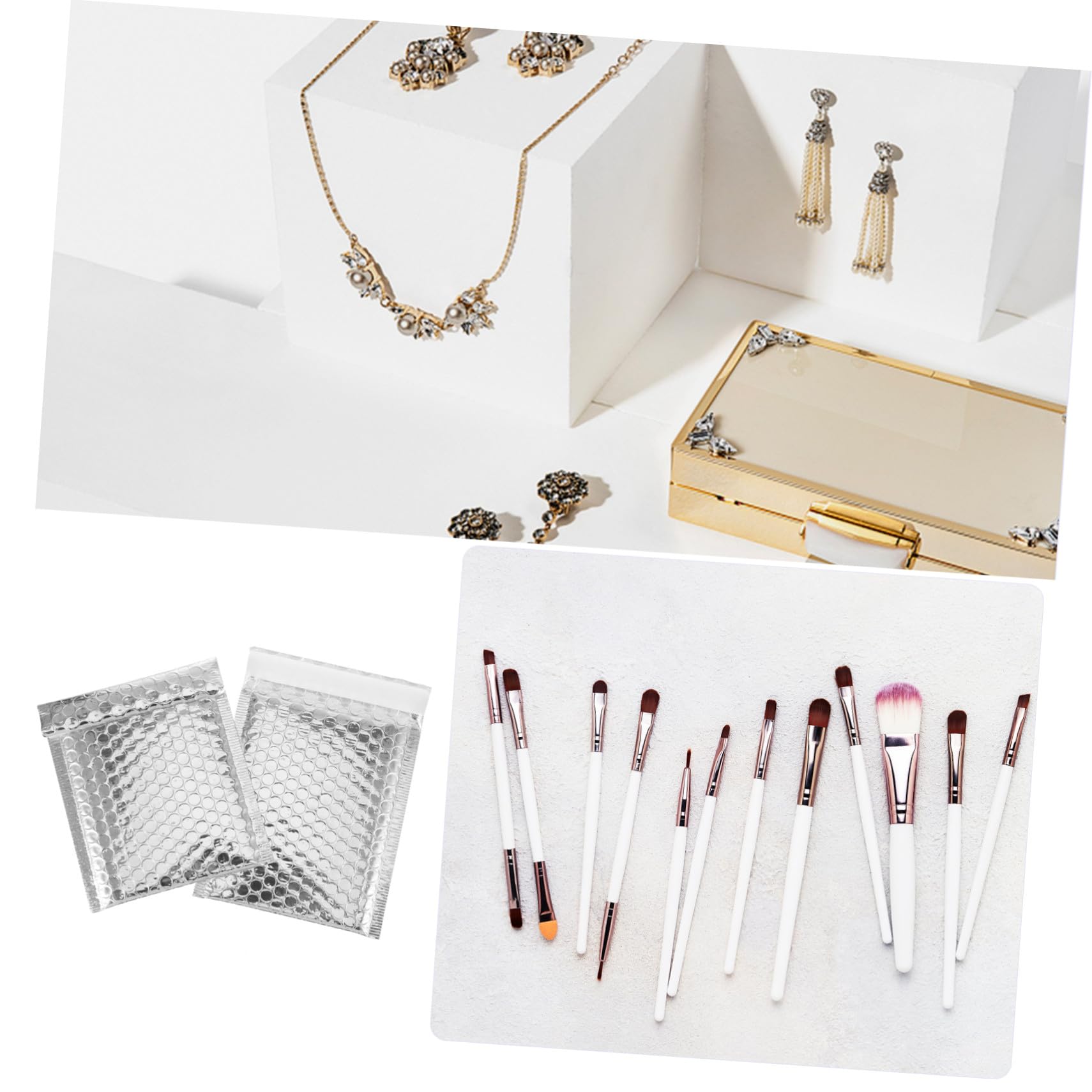 NOLITOY 100 pezzi Buste Imbottite con Bolle d Aria Argento Metallizzato Buste Spedizione Autoadesive Resistenti per Gioielli Accessori Moda e Piccoli Oggetti
