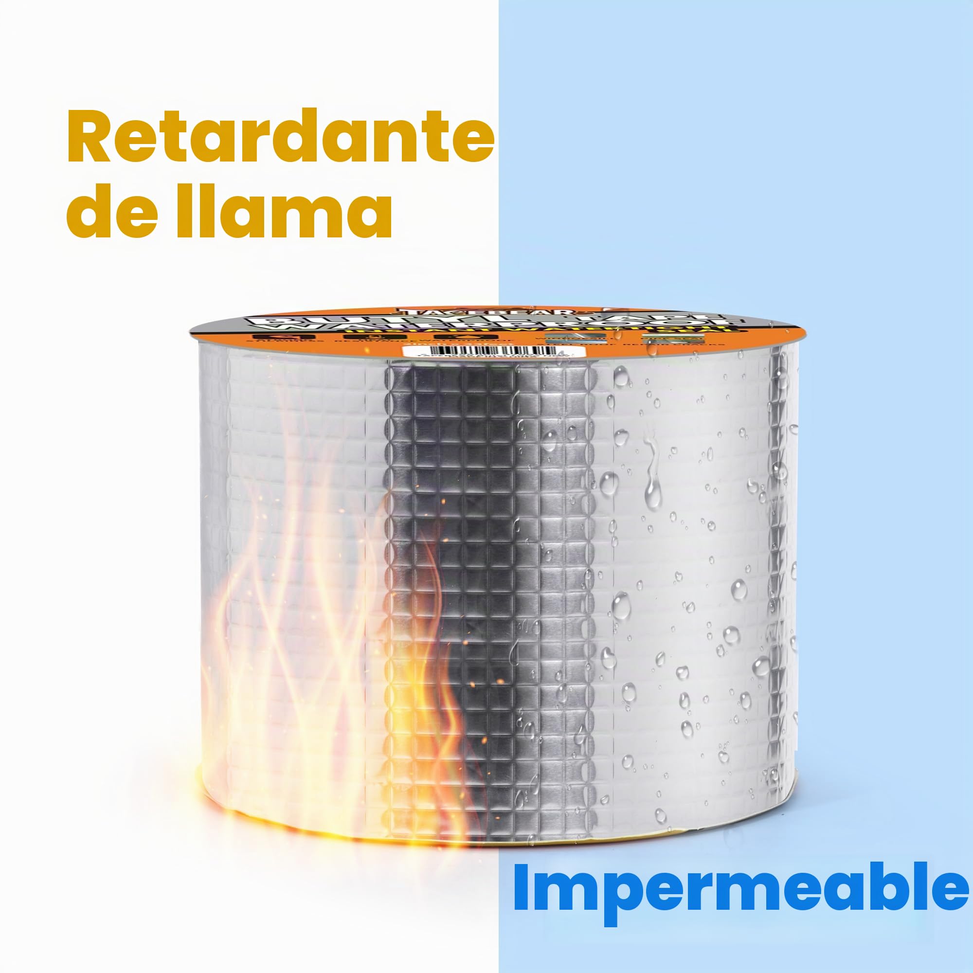 TAPEBEAR Cinta Butilo Impermeable 50mmx10m, Aluminio Sellador Cinta Butilica, Cinta De Para Reparación Autoadhesiva Para Fugas De Techo, Reparación De Grietas, Ruptura De Tuberías