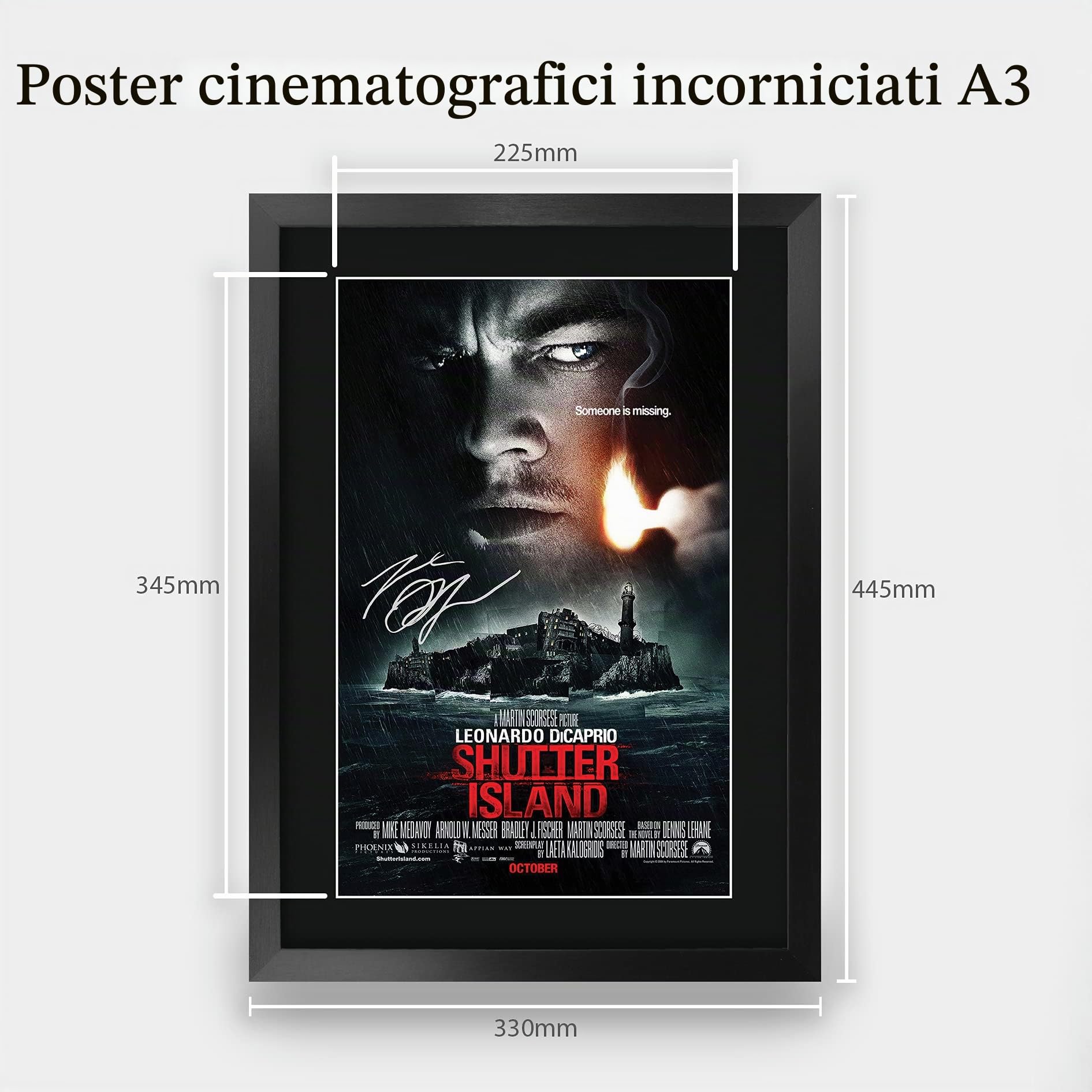 HWC Trading Shutter Island A3 Incorniciato Firmato Regalo Visualizzazione Delle Foto Print Immagine Autografo Stampato Per Leo Dicaprio Gli Appassionati Di Cinema