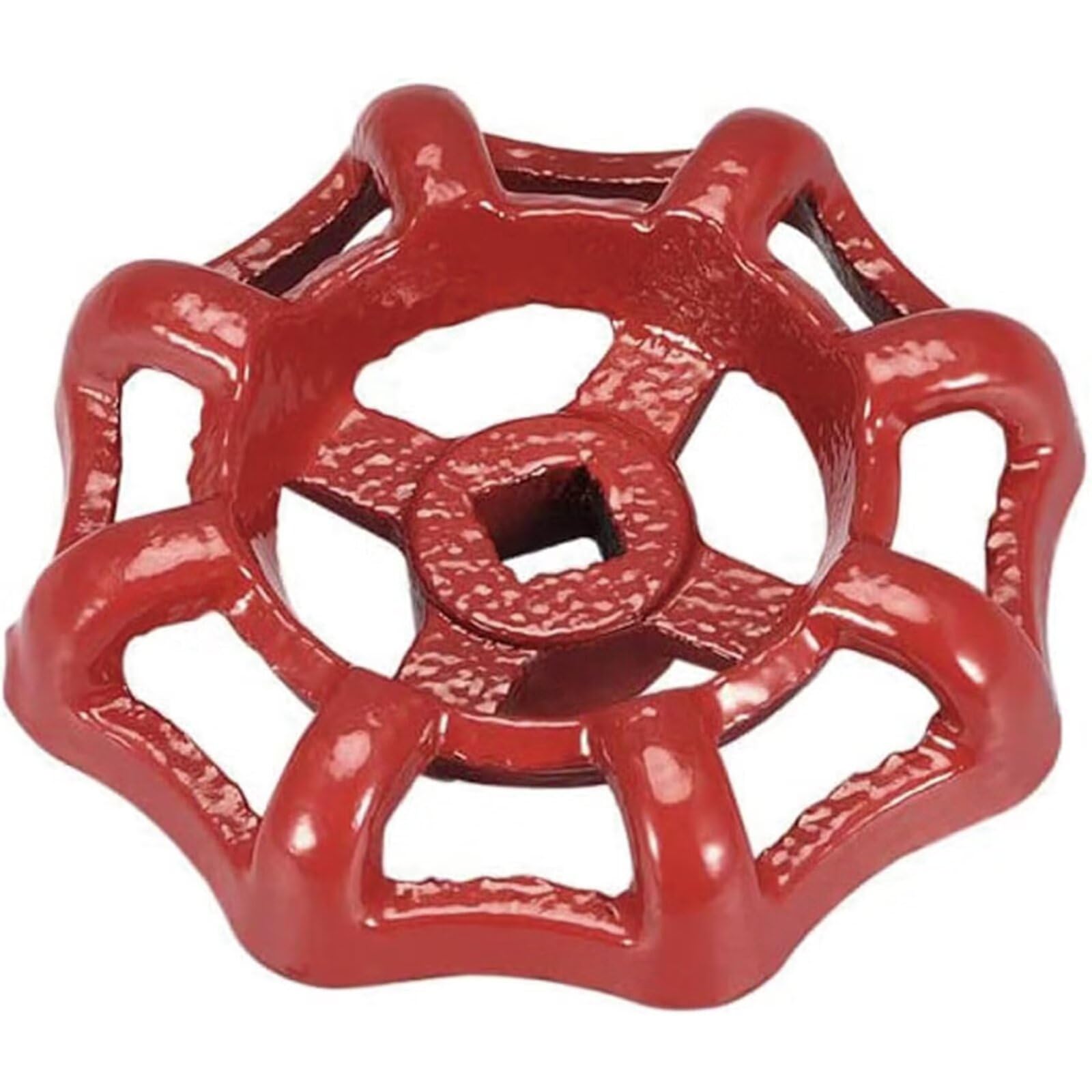 2pcs Metal Outside Faucet Round Wheel Handle Hose Bib Handle Water Spigot Handle Square Broach 10x10mm, Wheel OD 98mm Paint Cast Iron Red