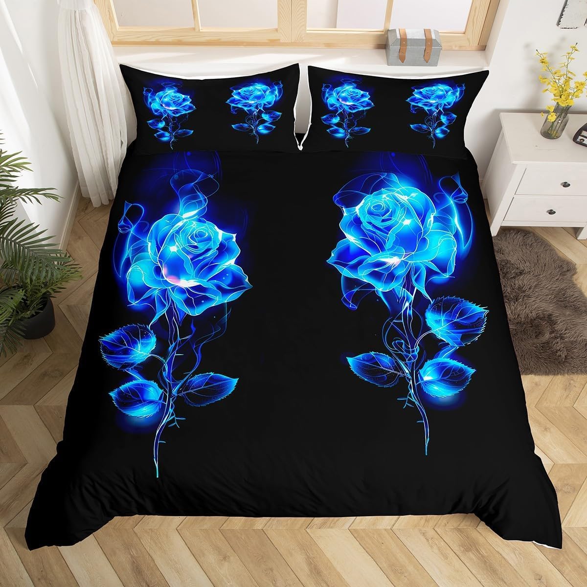 Housse de couette fleur rose 260x240 grand lit avec fermeture éclair facile