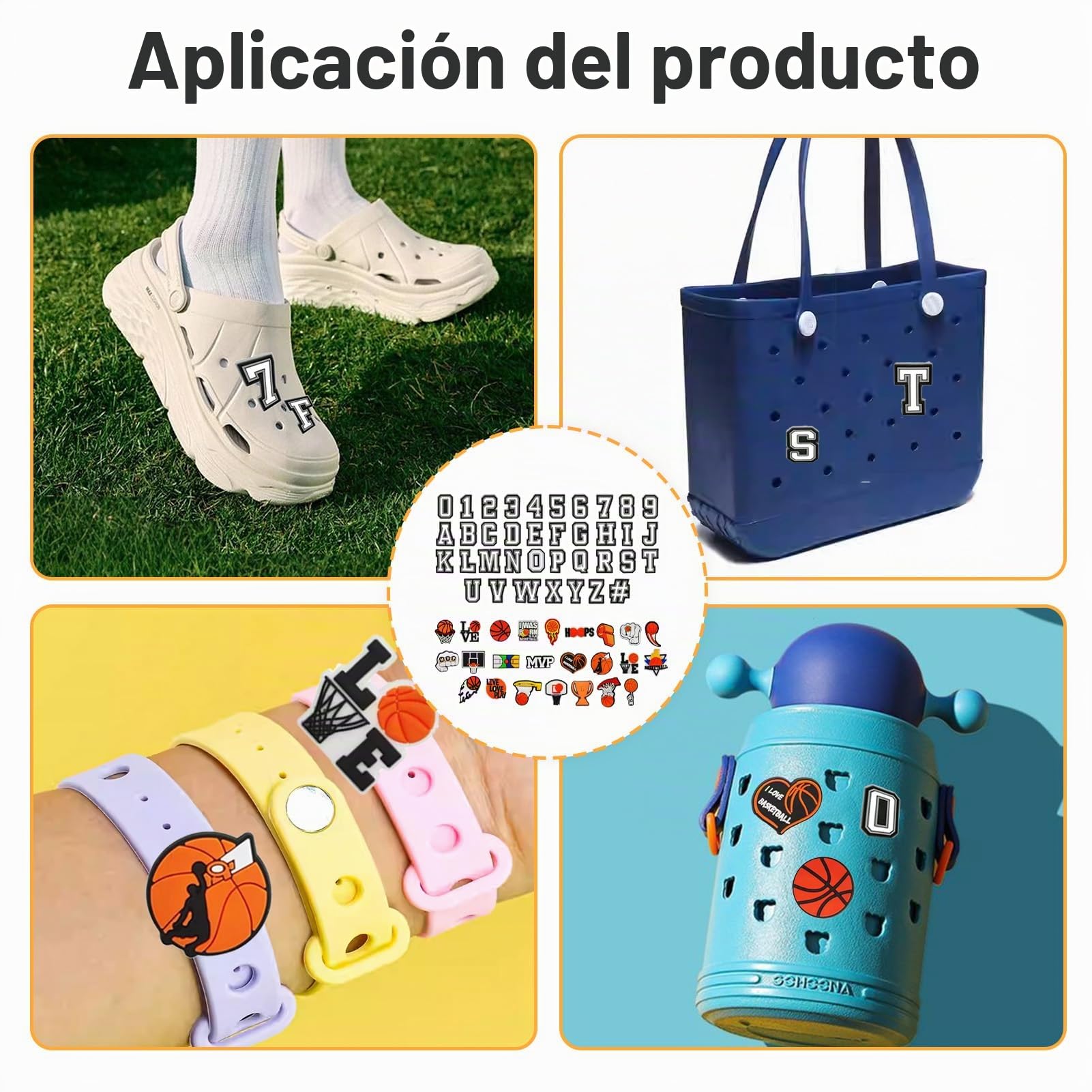 62 Piezas de Pins para Crocs, Temática Baloncesto, Jibbitz, Charms y Accesorios Crocs con Letras y Números para Decorar Zapatos, Ideal para Niños, Adolescentes y Adultos