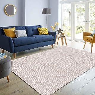 Latte Dizayn Tegan Desenli Kadife Pamuk Tabanlı Yıkanabilen Kaydırmaz Antibakteriyel Salon Halısı 100x160