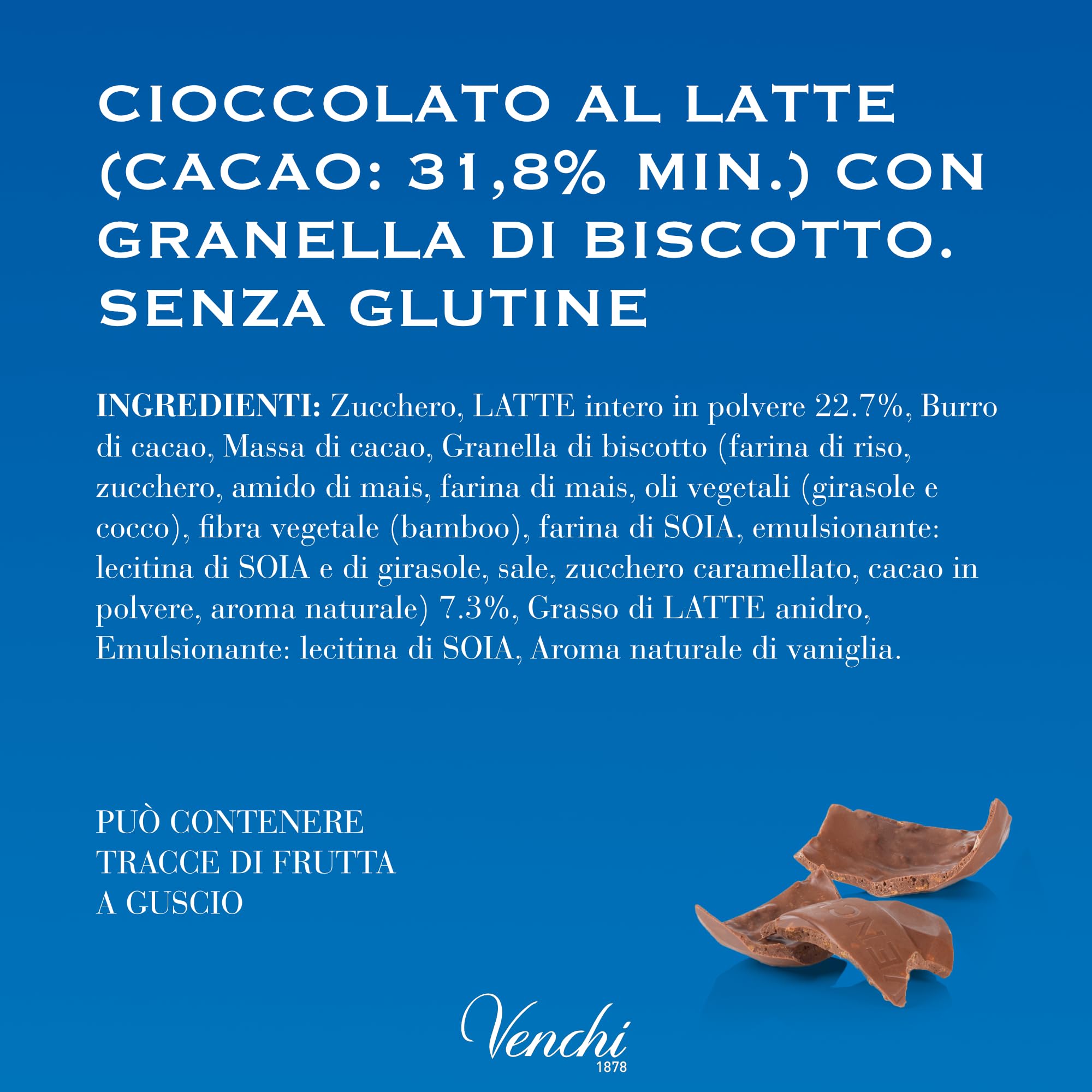 Venchi - Uovo di Cioccolato, Gusto Cioccolato al Latte con Granella di Biscotti, con Sorpresa, Senza Glutine, 150 gr, Collezione Pasqua, Idea Regalo