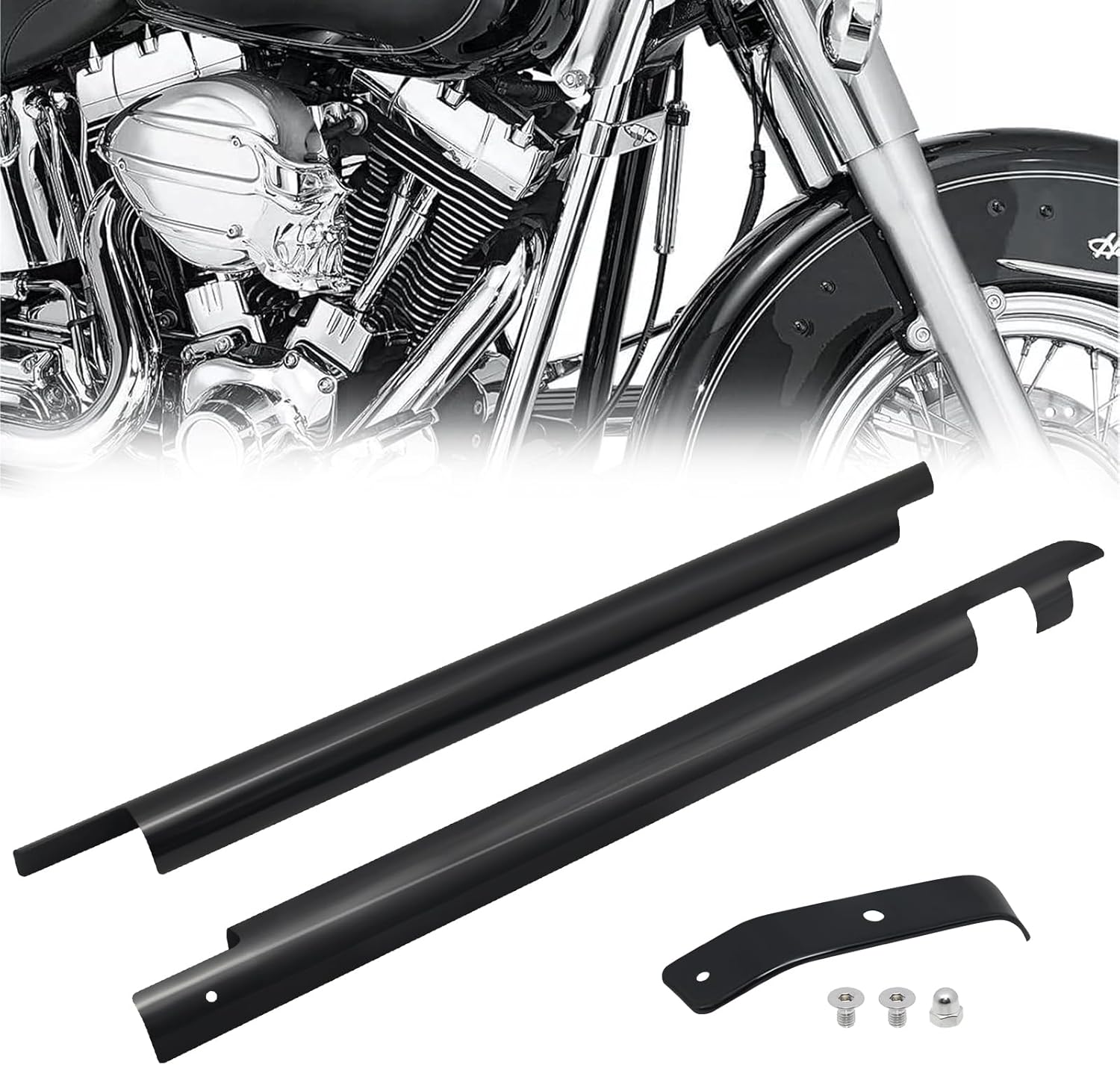 Black Front Frame Down Tube Covers for Harley Softail Heritage Springer Fatboy Deluxe FLSTN FLST FLSTF Twin Cam Models