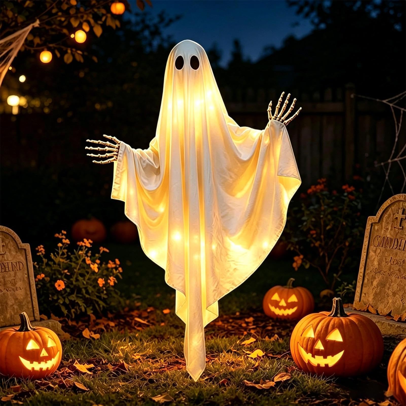 Dekoracja halloweenowa 110 cm świecąca wisząca upiorna dekoracja zewnętrzna