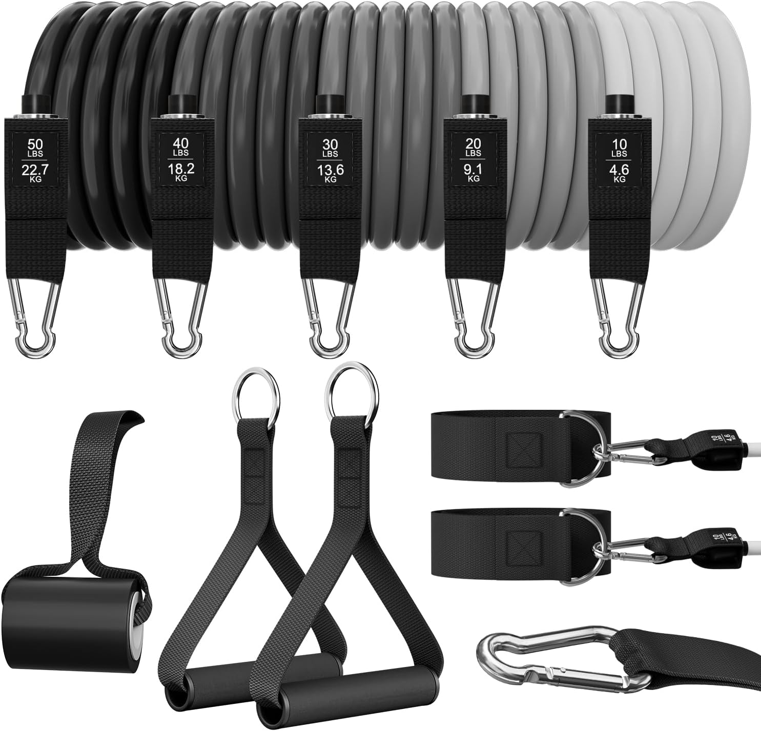 WHATAFIT Resistance Bands Set, Exercise Bands with Door Anchor, Handles, Carry Bag, Legs Ankle Straps for Resistance Training, Physical Therapy, Home Workouts for Men and Women