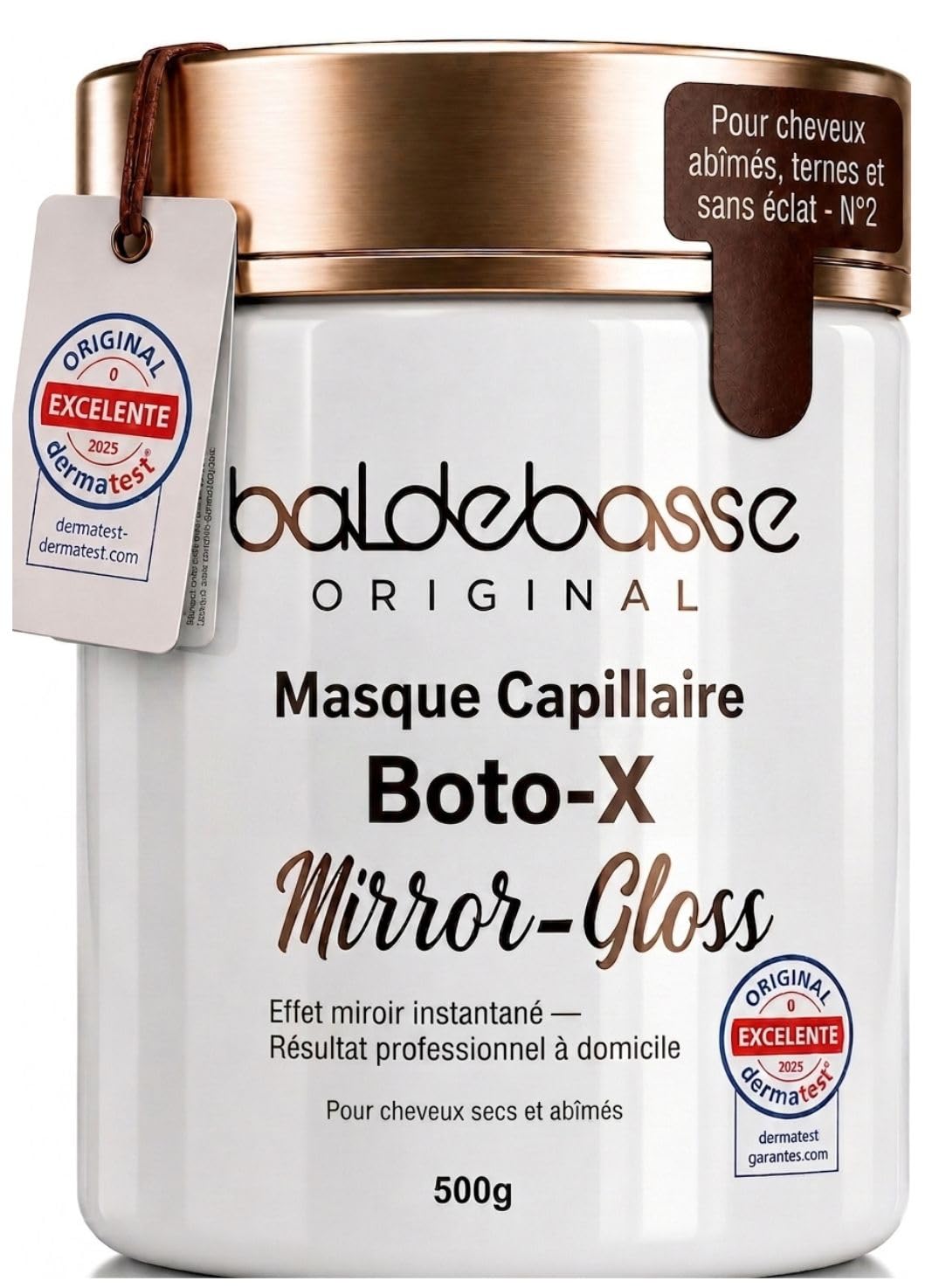 Masque Cheveux –Mirror Gloss Boto-x Capillaire Professionnel, Soin Réparateur Intense pour Cheveux Secs et Abîmés –Lissage Brillance Miroir –Testé et Approuvé en Laboratoire –Soin Profond