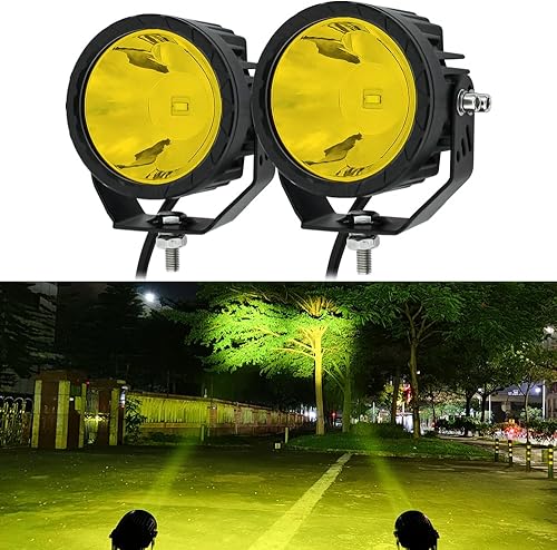 Luces antiniebla LED redondas amarillas para conducción todoterreno, 2 unidades, haz puntual de 3.5 pulgadas, luces antiniebla para motocicleta,