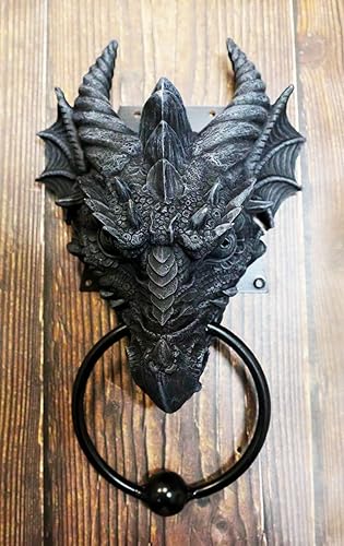 Miniatura 8 de Ebros Gift Gótico Antiguo Dragón Cuernos Wyvern Monarca Guardián Cabeza Aldaba de puerta Mitos y leyendas Calabozos y Dragones Decoración del hogar