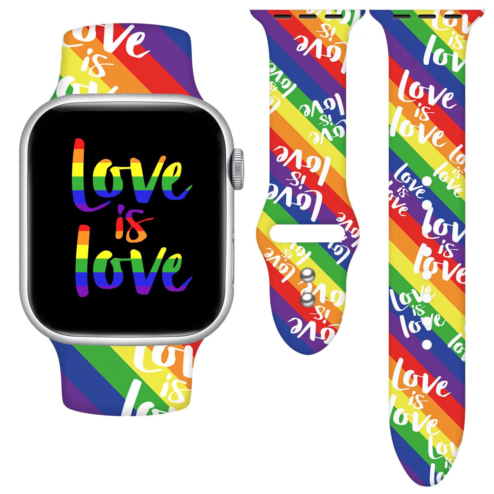 Pride Watch Band Compatible with Apple Watch Series 10 9 8 7 6 5 4 3 Ultra SE, Replaceable Silicone Smartwatch Straps for iWatch 38mm 40mm 41mm 42mm 44mm 45mm 46mm 49mm