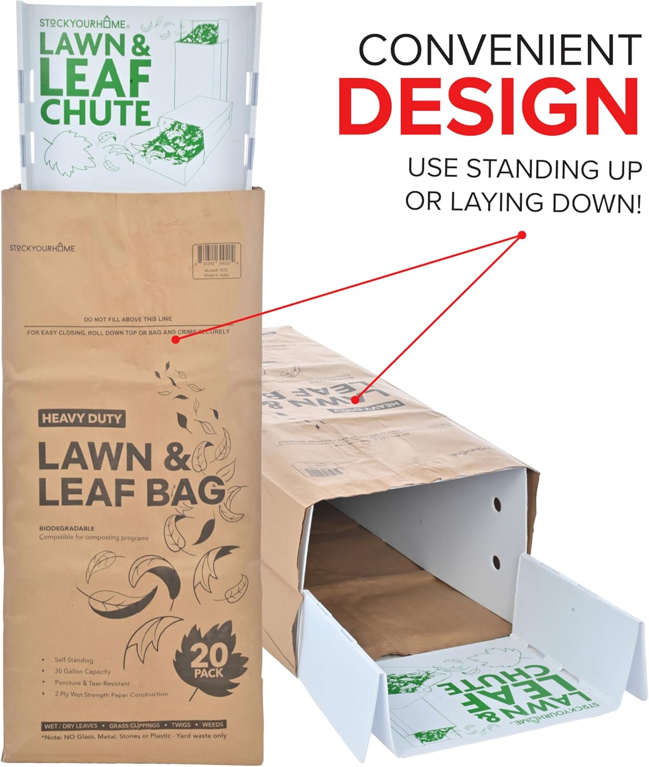 Lawn and Leaf Chute, Reusable Lawn Bag Holder for Easy Leaf Collecting, Durable Lawn Bag Funnel for Paper Leaf Bags, Leaf Bag Chute for Sweeping and Collecting Yard Debris, No Bending Required!