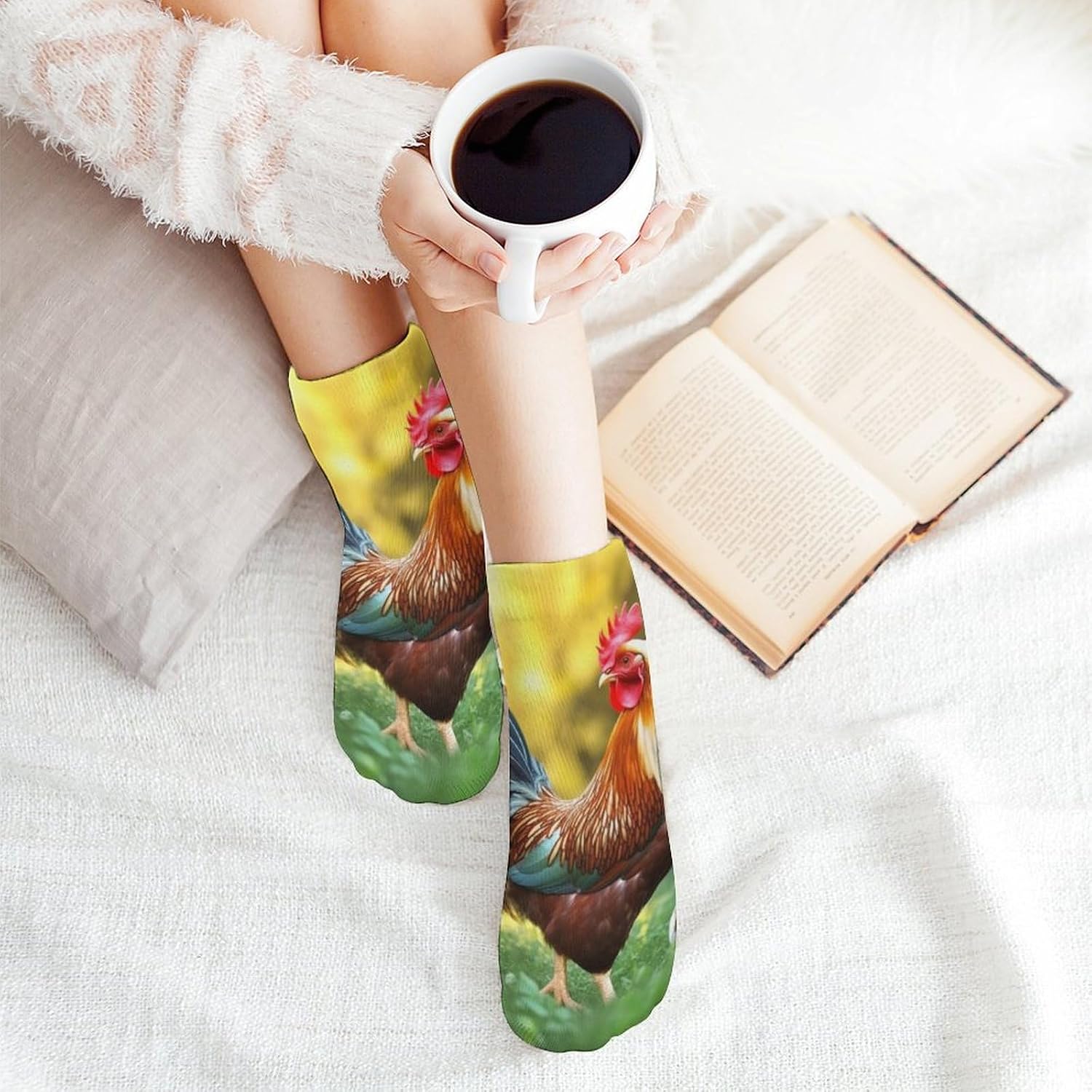 Beautiful Rooster Hen Ankle Sock for Men Women 5 Pairs Low Cut Athletic No Show Sock Breathable Short Casual Sock