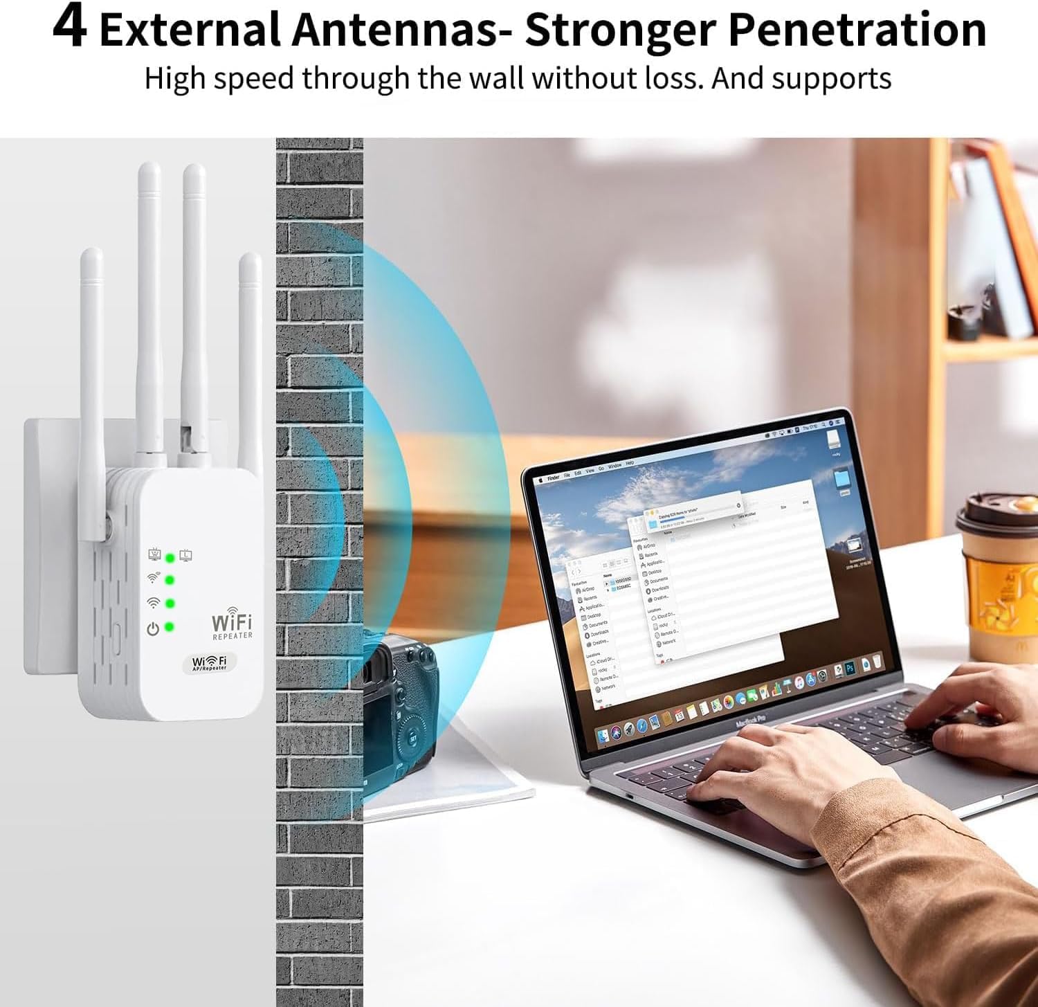 Amplificatore Wifi WiFi Extender Booster 300Mbps - Amplificatore Segnale Wireless Fino A 5000m², Porta Ethernet, Facile Installazione Ripetitore Wifi 300mbps - Foto 6