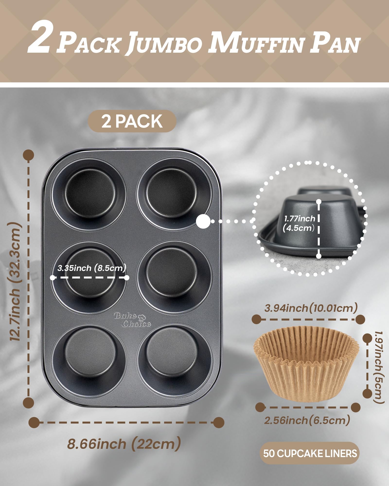 Jumbo Muffin Pan - 2 Pack with Liners -4