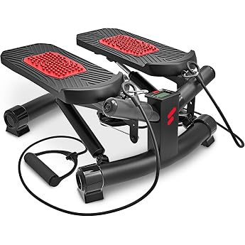 Sportstech STX300 2in1 Mini Stepper f&uuml;r Zuhause mit Power Ropes, Up-Down & Twist Stepper, Widerstand einstellbar, LCD Display