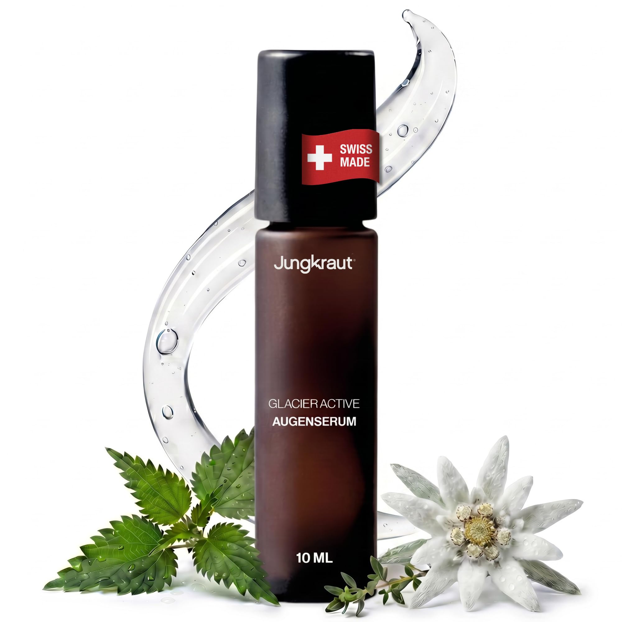 Glacier Active Eye Serum für Männer 10ml, Natürliches, hochkonzentriertes Serum gegen Augenringe, Schwellungen, erste Falten, Mit Hyaluronsäure und Koffein, kühlender Roll-on (vegan)
