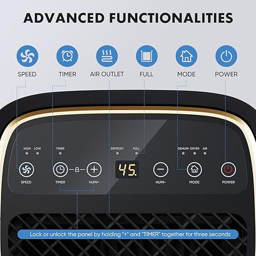 Miniatura 8 de Sweetcrispy Deshumidificador de 2,000 pies cuadrados para sótano, deshumidificadores de 30 pintas para el hogar con manguera de drenaje, tanque de