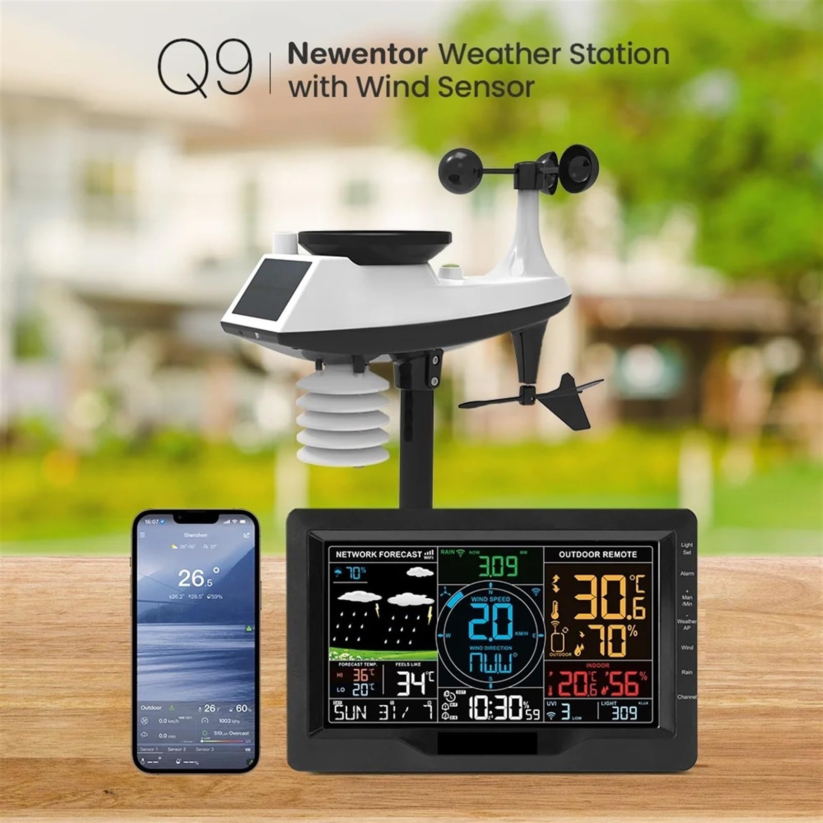 Estaciones meteorológicas, Estación Meteorológica Inalámbrica profesional, pluviómetro 8 en 1 con Sensor exterior, pronóstico del tiempo, estación meteorológica Horloge de humedad