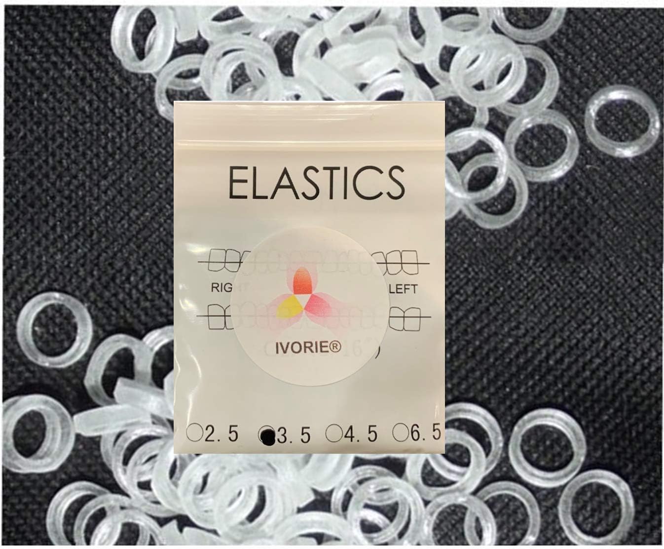 IVORIE® Dental Teeth Gap Orthodontic Bands Clear Elastic 60/Pack (1/8" X-Heavy)