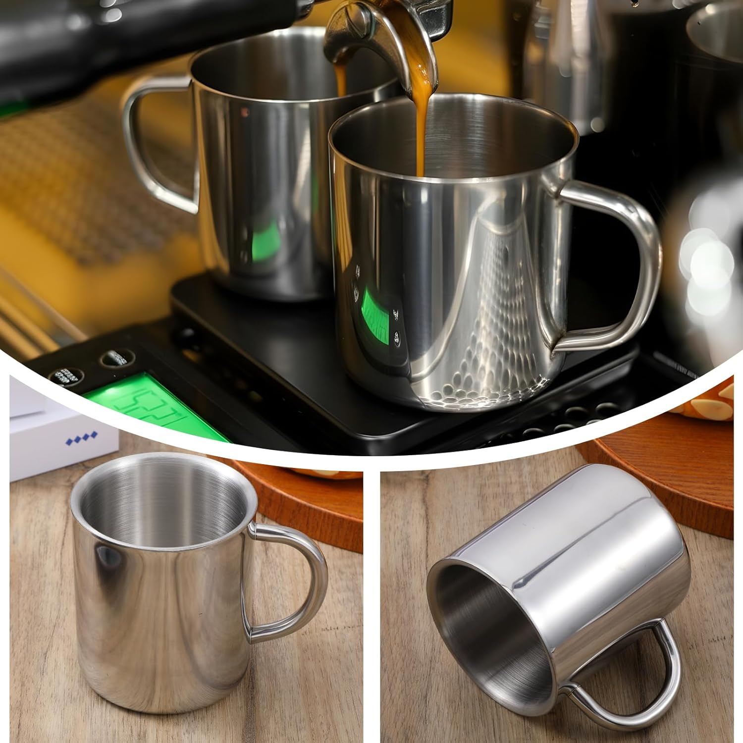 4 PCS Stainless Steel Cups Mit Handle, 10oz/300ml Metal Double Walled Cups Anti Scalding Insulated Mugs Reusable Metal Cup Tumbler for Home Camping Travel Outdoors Coffee, Milk,Tea and Cold or Hot - Image 5