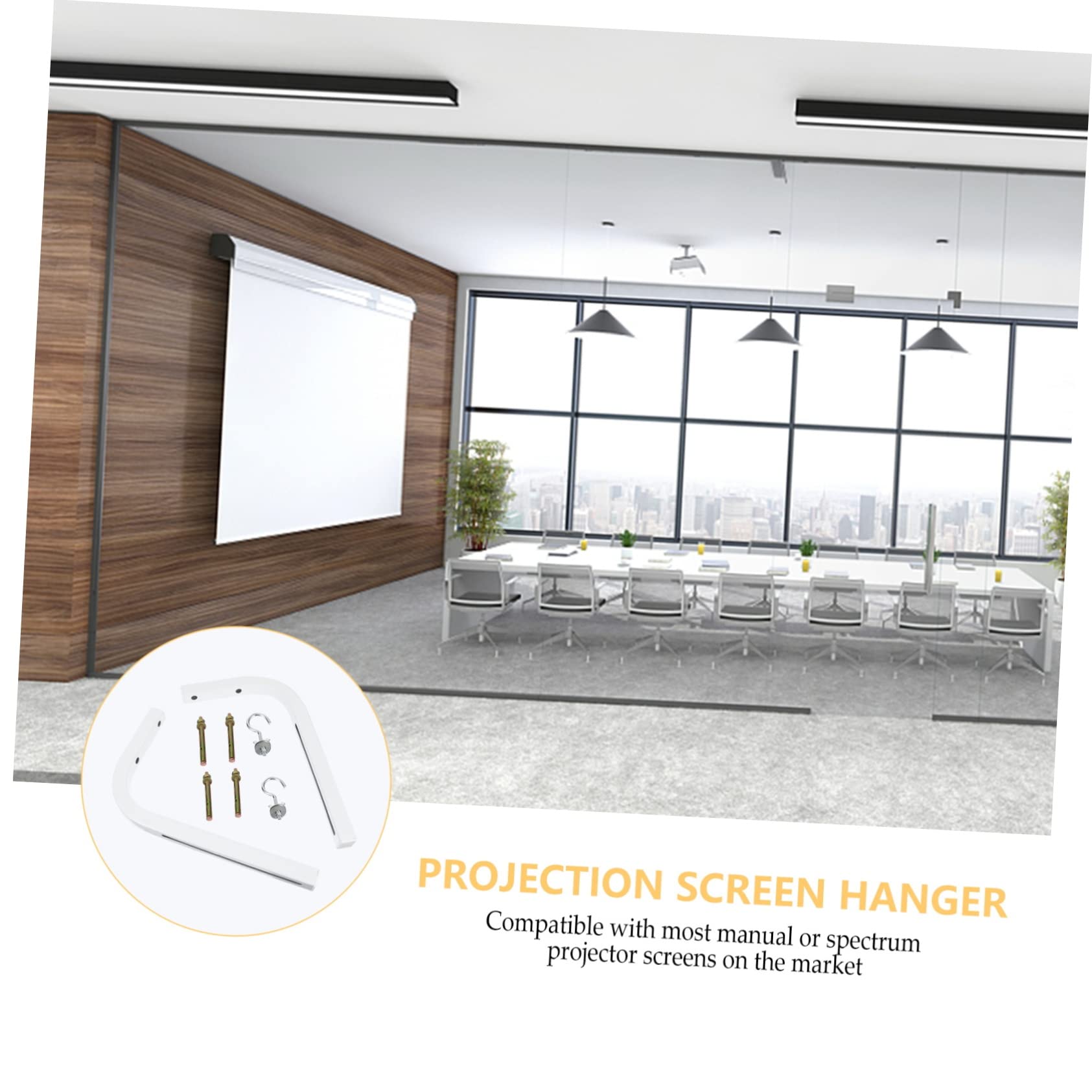 KONTONTY 2pcs Projector Screen Holder Bracket Wall Mount with Hooks Durable Construction for Secure Installation Drywall Lumber for Projector Screen Support