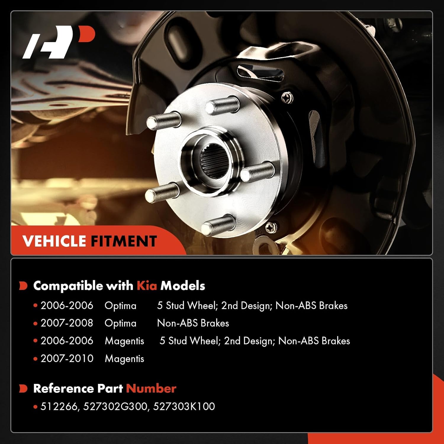 A-Premium Rear Wheel Bearing and Hub Assembly with 5-Lug Compatible with Kia Optima 2006-2008, Magentis 2006-2010 - Image 2