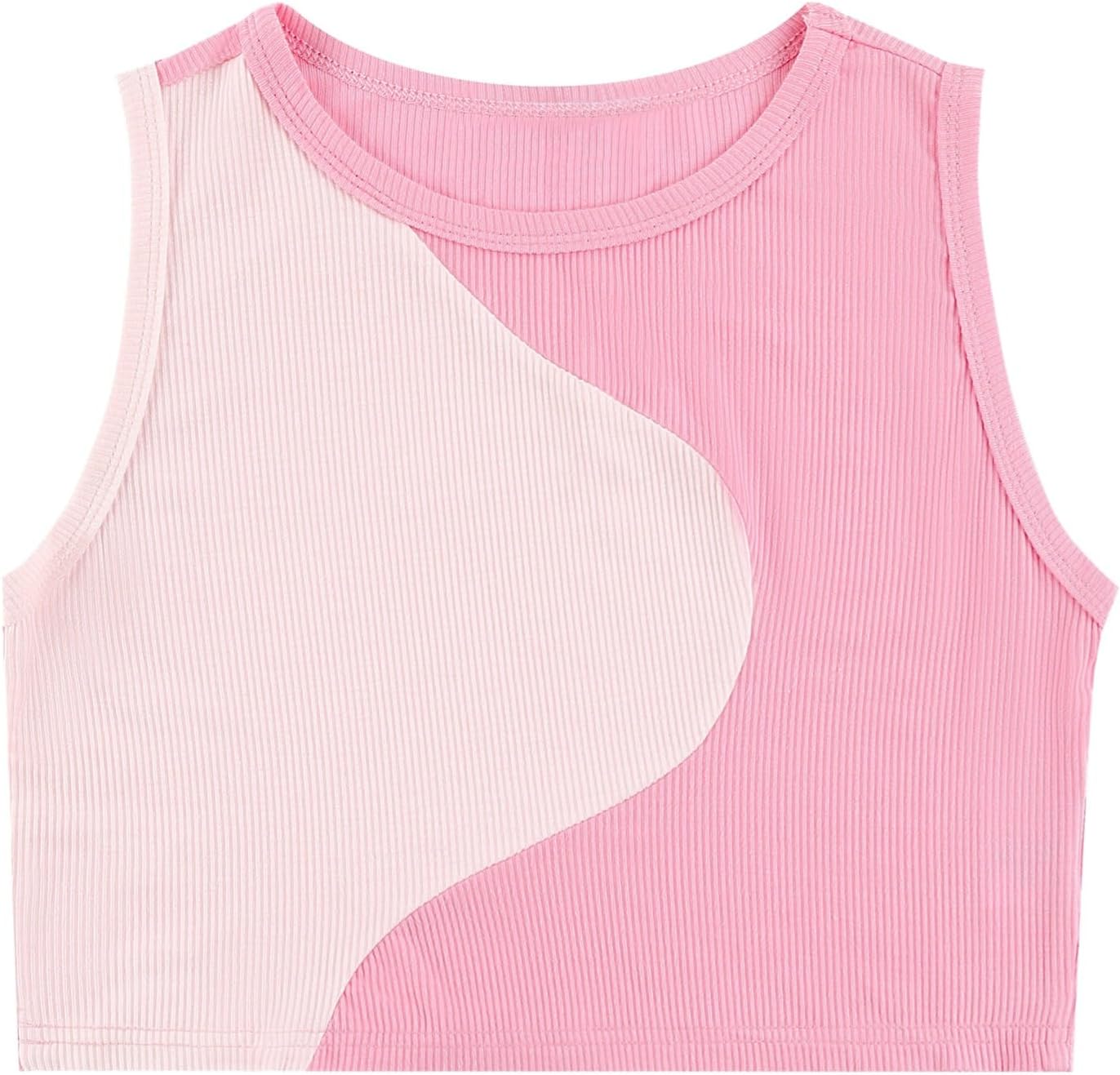 Mebius Girl's Crop Tops Ribbed Knit Cropped Tank Tops Sleeveless Round Neck Racerback Casual Cute Dance Top 6-14Y