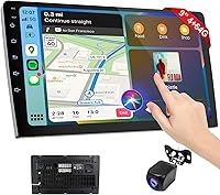 Vista 1 de Estéreo inalámbrico de doble DIN para automóvil con Apple CarPlay/Android Auto, pantalla Carplay para automóvil, control de voz con cámara