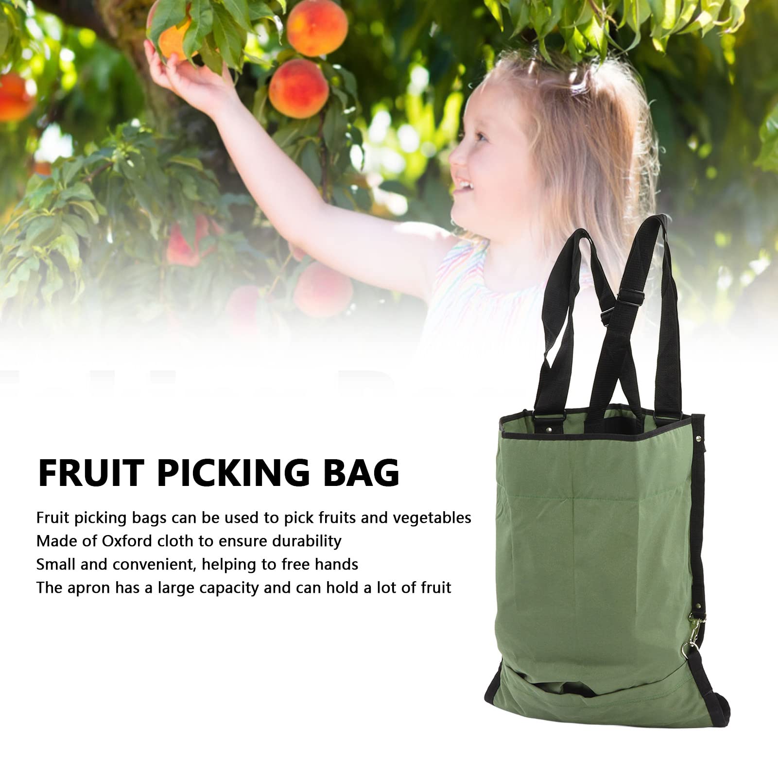Fruit Picking Bag, Fruit Storage Apron Pouch Adjustable Harvest Garden Apron Storage Pouch 600D Oxford Cloth Gathering Bag for Farm