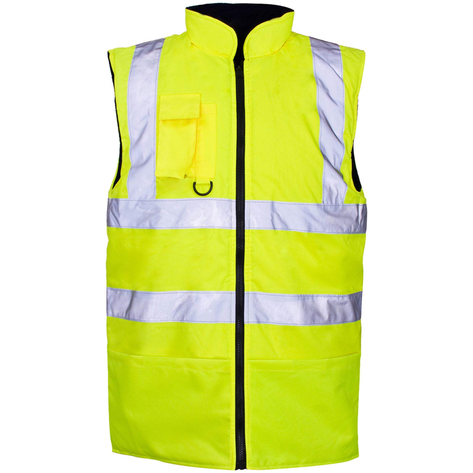 Hi Viz Vis Bodywarmer Fleece Lined Reversible High Visibility Reflective Waterproof Workwear Security Safety Wear Warm Gilet Waistcoat Body Warmer Vest