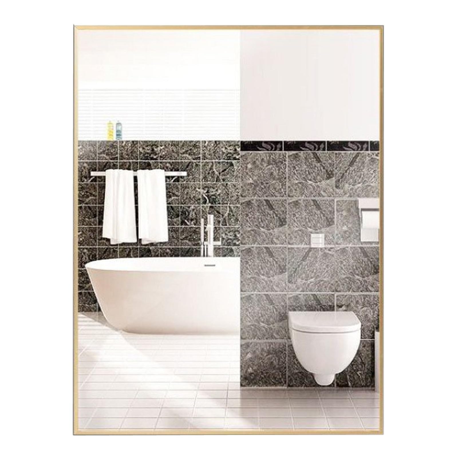 FGXHHS Rectangle Vanity Mirror Makeup Without Distortion with Metal Frame for Restroom Entryway Hallway Bathroom over Sink(Gold,50x160 cm)