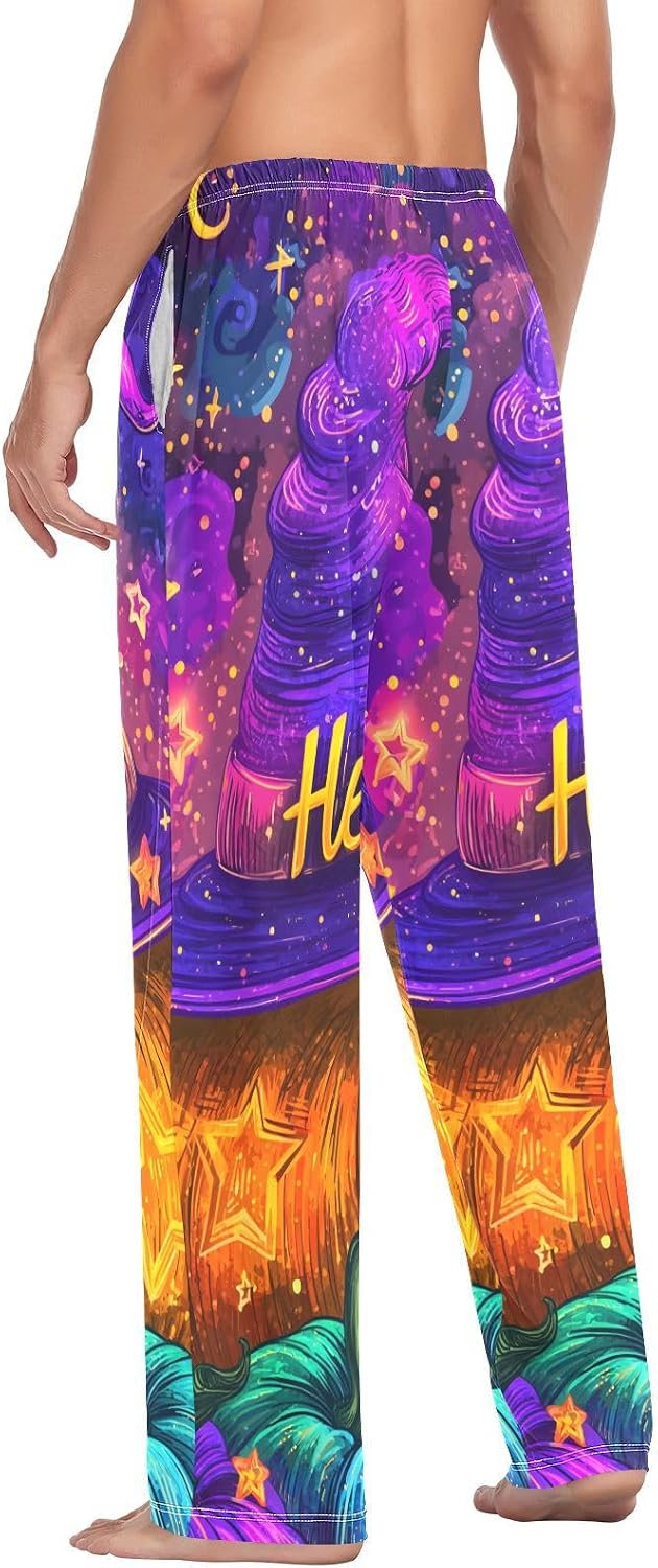 ALAZA Halloween Pumpkin Men's Pajama Pants Men Cotton Pajama Bottoms with Pockets, S
