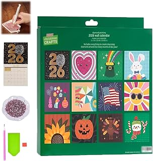 2026 Diamond Art Wall Calendar kit, Diamond Painting Calendars Kit, DIY Diamond Art Calendar 2026, 12-Month Flip Wall Calendar with To Do List for Christmas Home Office Decoration(1Pcs)