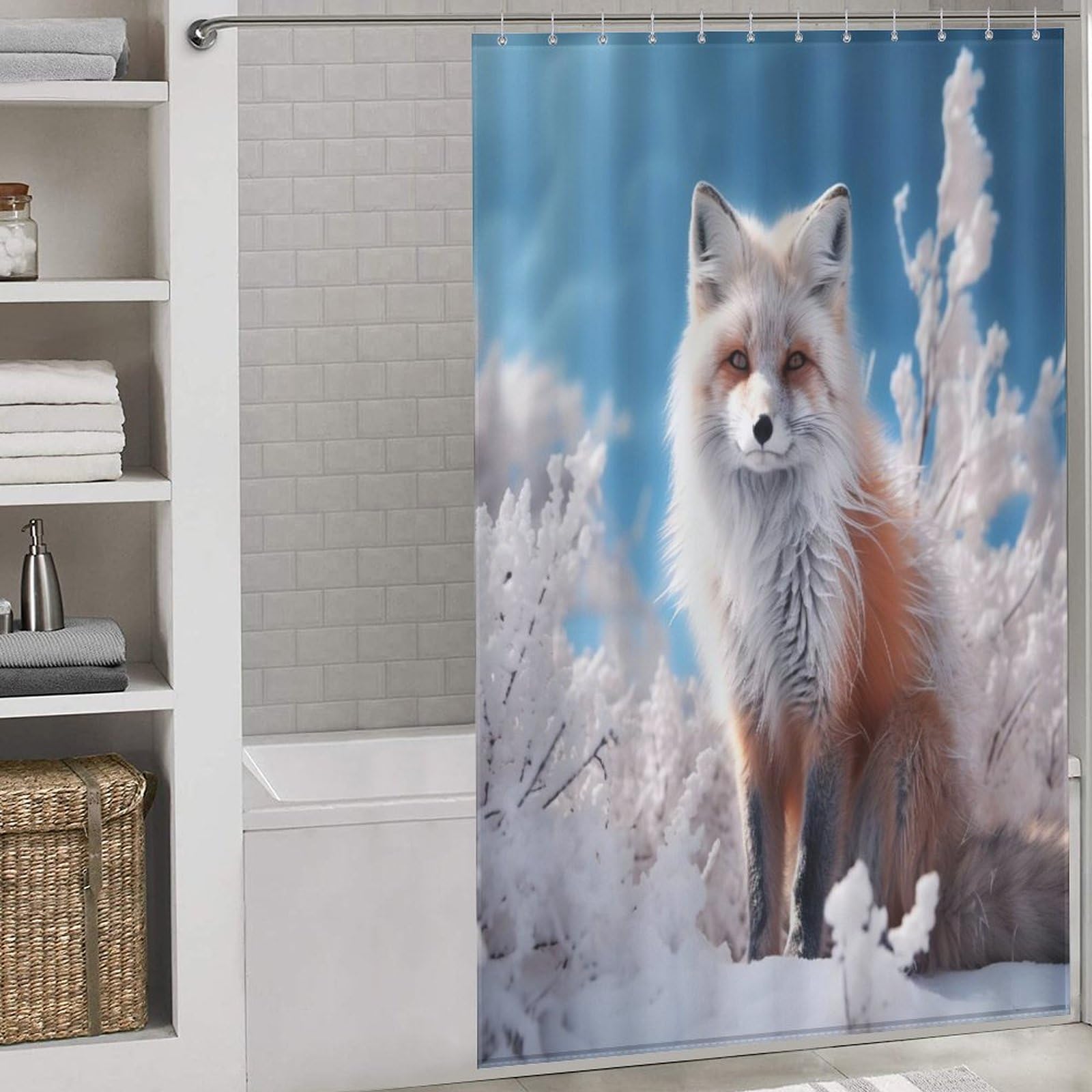 Rideau de douche renard tissus polyester imperméable lavable 140x183