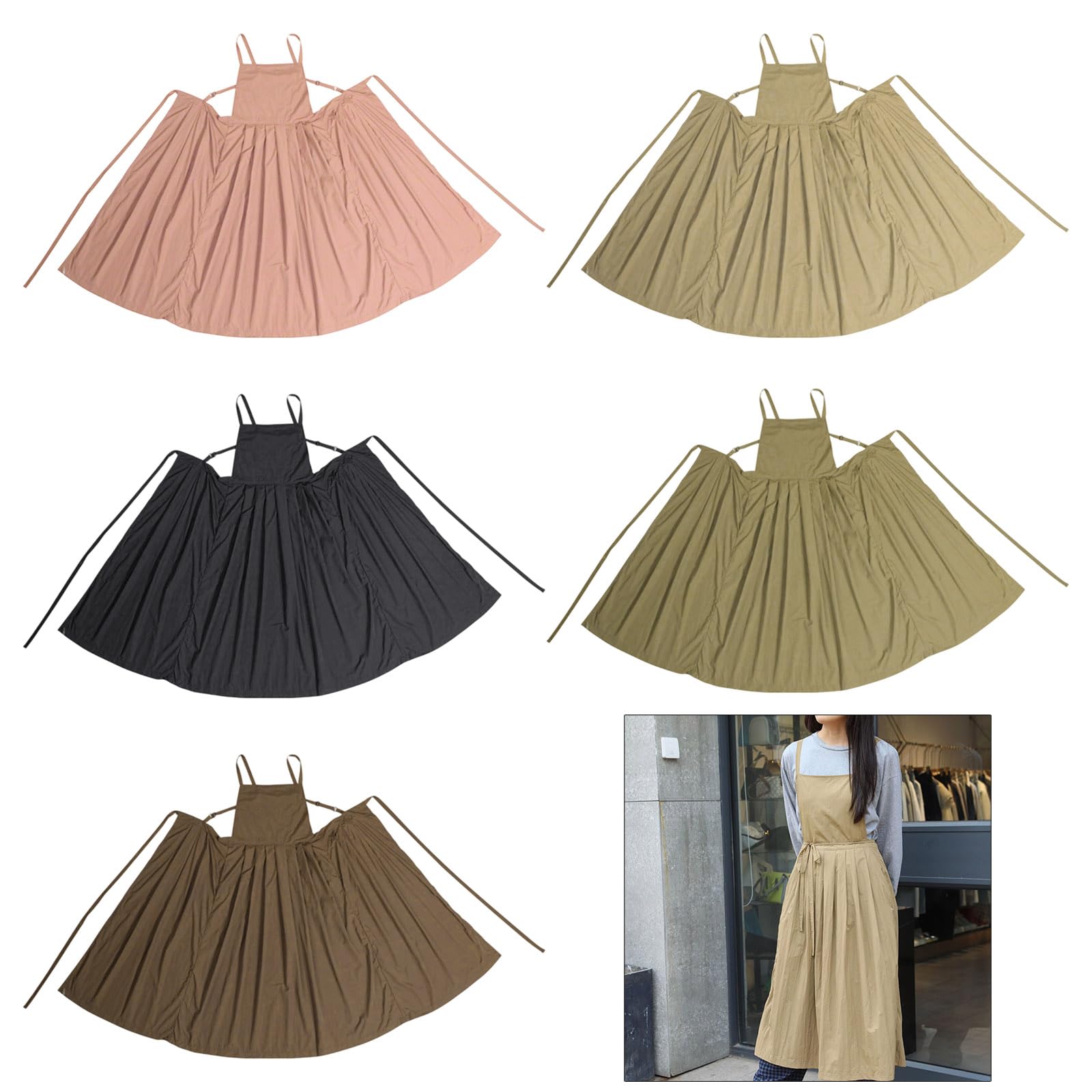 PANGBOER Delantal protector multiusos Vestido plisado impermeable de nailon para artes de repostería y manualidades Delantal de cocina transpirable