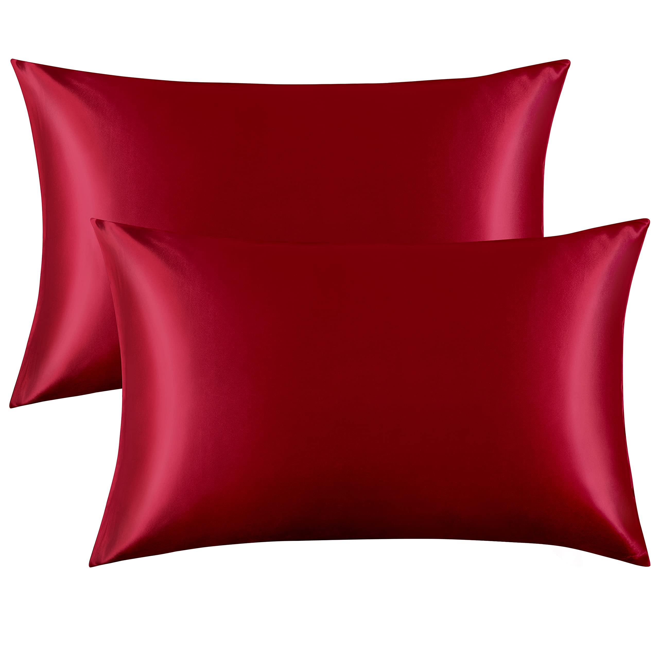 FLXXIE 2 Pack 14 x 20 Inch Satin Toddler Pillowcases, Wine Red