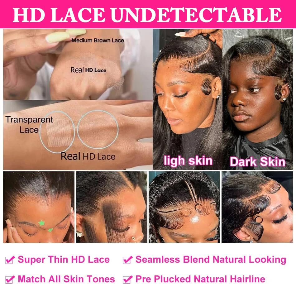 28 Inch Deep Wave 13x6 HD Lace Front Wig Human Hair, 200% Density