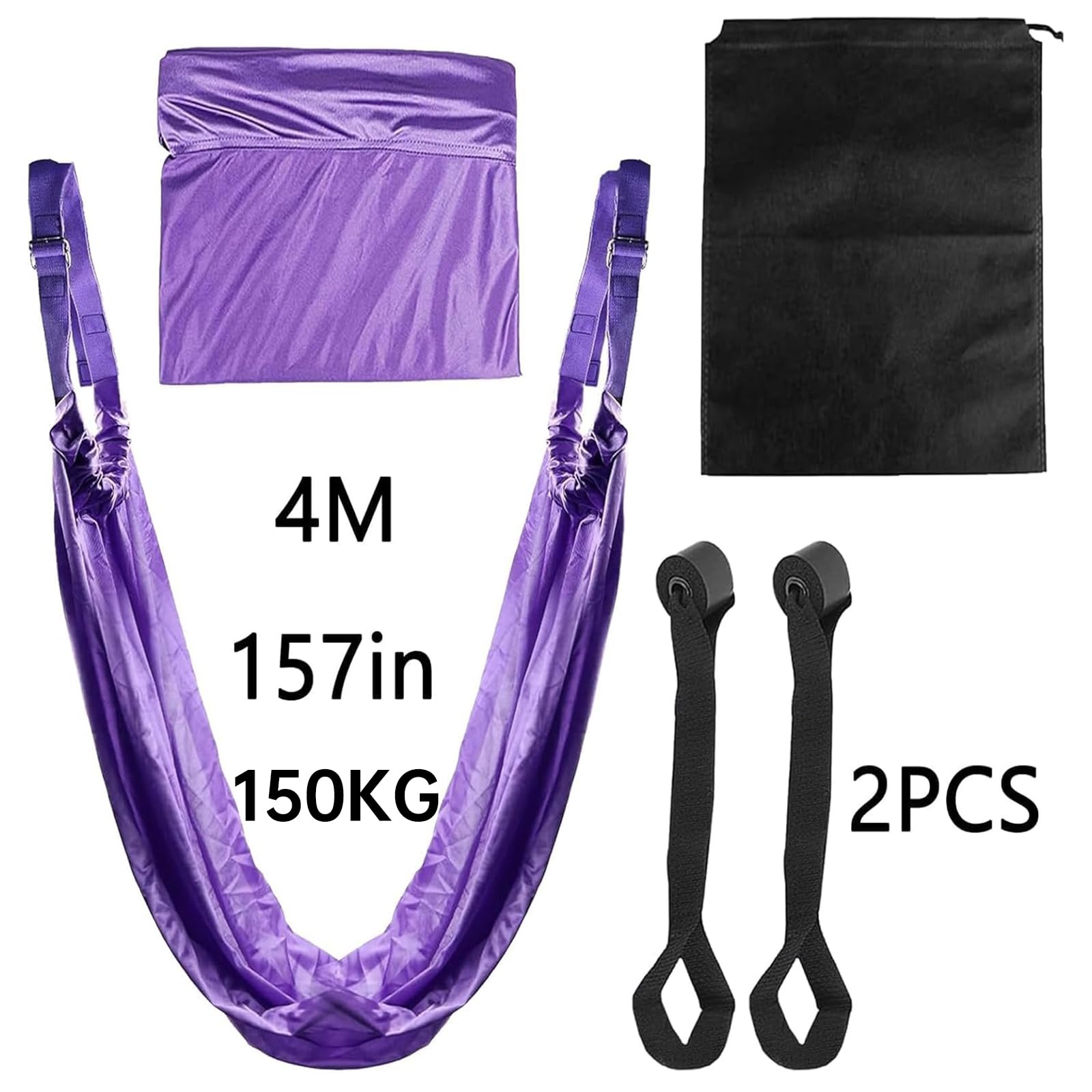 Amaca Aerea Antigravità per Yoga, Amaca Yoga, Cinghia larga 40 mm può essere regolata liberamente e può sopportare un carico di 150 kg, Per yoga, Pilates, Ginnastica, Flessibilità(Purple)
