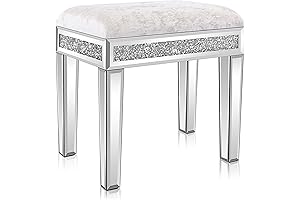 VINGLI Mirrored Vanity Stool: Glamorous Accents for Silver-Themed Interiors