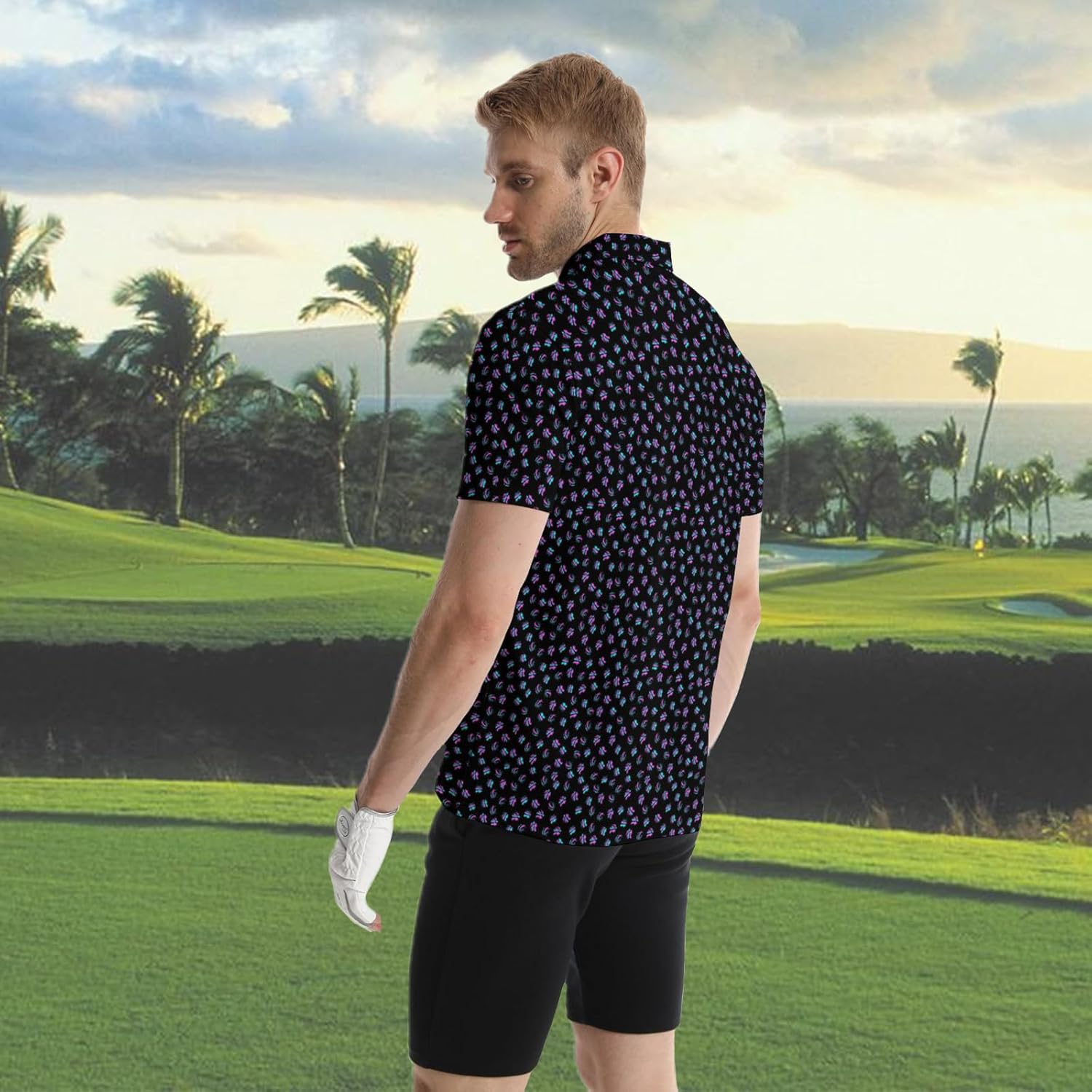 Fun Golf Polo Shirts for Men Short Sleeve Funny Polo Shirts Summer Hawaii Golf Shirts - Image 3